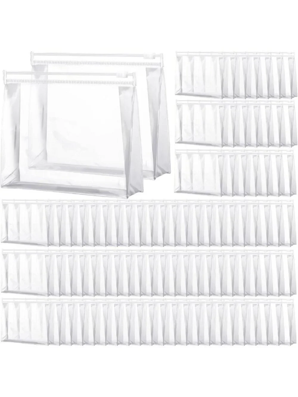 100 Pcs Mini Clear Makeup Bags - PVC Travel Organizers, 9.8'' Cosmetic Pouches